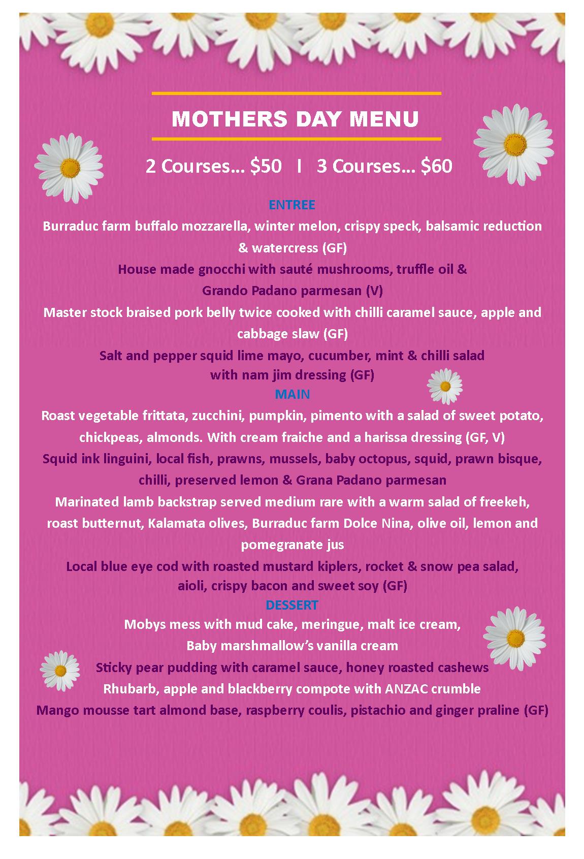 2017 Mothers Day Menu